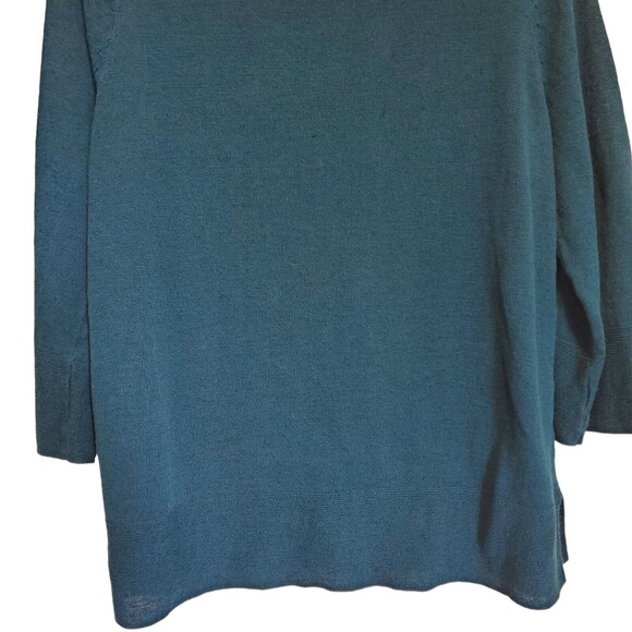Womens J.Jill Linen Blend Teal Pullover Lightweight Longsleeve Sweater Size M - Picture 7 of 8